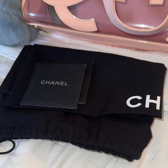 Chanel Pink Transparent Tote with Iconic CC Logos Vintage 90s XL Peachy Pink - Picture 7 of 8
